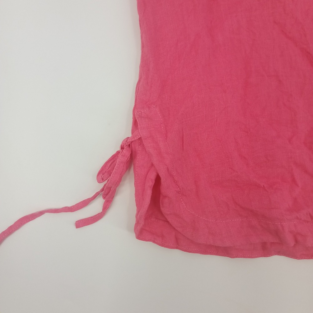 Isaac Mizrahi New York Pink 100% Linen Split Neck Tunic Top Small RN75343 - Picture 4 of 6